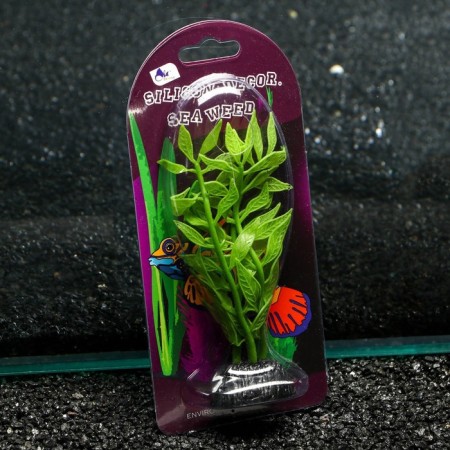 Silicone aquarium plant, glowing in the dark, 8 x 15 cm, green-3