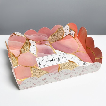 Cookie box, confectionery packaging with PVC lid, “stone”, 20 x 30 x 8 cm-2