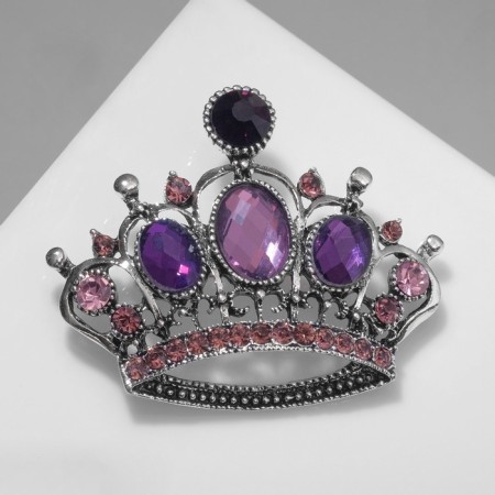 Brooch "Crown" Gothic, purple color in black silver-2