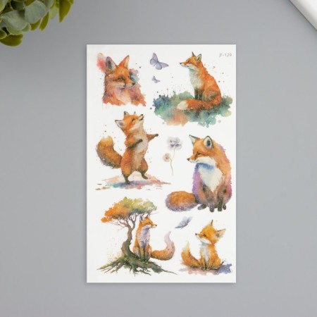 Tattoo on the body phosphorus with sparkles "foxes" 7.5x12 cm