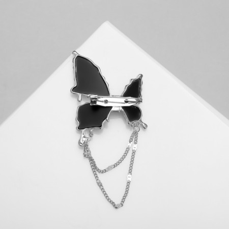Brooch "Butterfly" trend, black color in silver-1