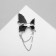 Brooch "Butterfly" trend, black color in silver
