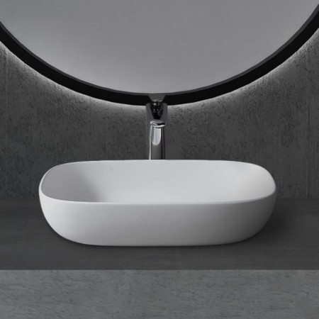 ABBER STEIN AS2620 sink, invoice, 600x400x130 mm, artificial stone, white