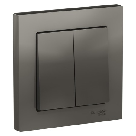 Switch SE AtlasDesign, 10 A, 2 keys, assembly, CC. 5, color steel-1