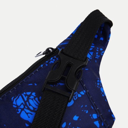 Zipper waist bag, outer pocket, USB connector, blue color-3