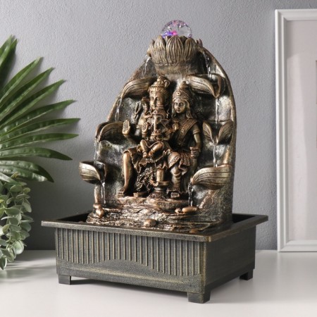The desktop fountain from the network, the backlight "Parvati, Shiva, Ganesha at the waterfall" 21x28x40 cm-3