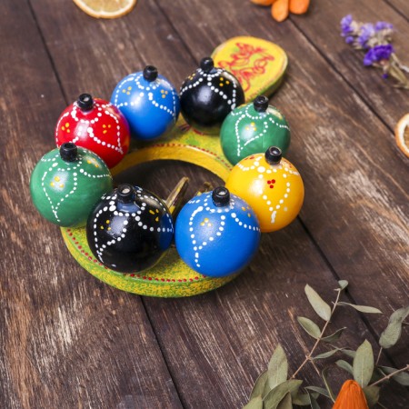Musical instrument Marakas with balls and plates rainbow 25x13x5 cm mix-12