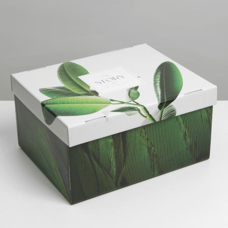 Gift folding box, packaging, “leaves”, 31.2 x 25.6 x 16.1 cm-1