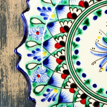 Plate of the Rishtan ceramics "Flowers", blue, embossed, 15 cm-2