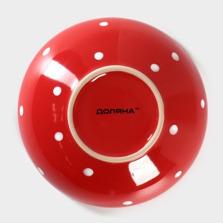 Plate ceramic deep shade “red peas”, 700 ml, d = 18 cm, red color-3