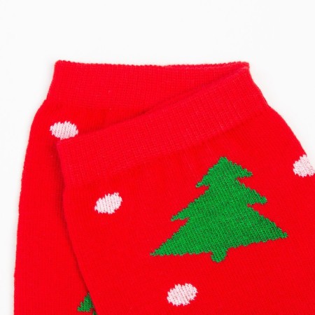 Women's socks "Christmas trees" color red, size 23-25-2