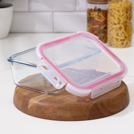Rectangular Borcam container, glass, 1800 ml, with a lid-1