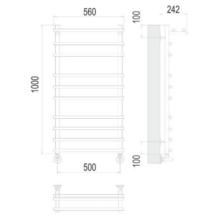 Water towel Terminus "Vatra" P10, 500x800 mm, lower connection, chrome-3