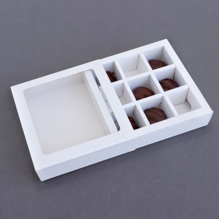 Packaging for sweets 9 pcs, 13.5 x 13.5 x 4 cm, white-3
