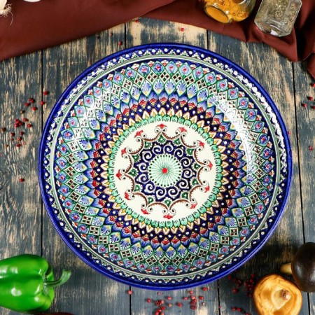 Largan Rishtan ceramics "Patterns", 33 cm, deep, blue-4