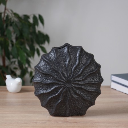 VAZA Ceramics Table "Cayo" wave, d-7x2.5cm, 21x19 cm, black