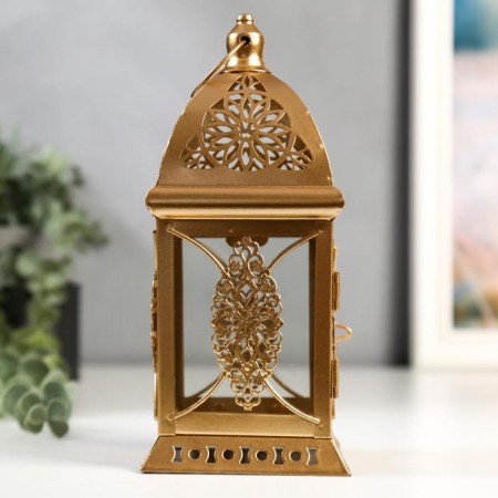 Climber metal, glass for 1 candle "Flash. Fes" gold 21.5x9.7x9.7 cm-1