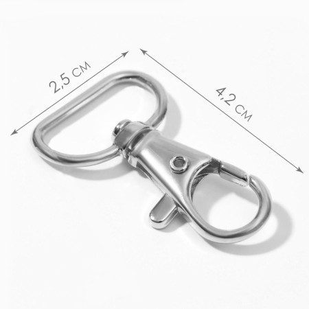 Metal carbine, 42 × 25 mm / 20 × 3 mm, 10 pcs, silver color-1