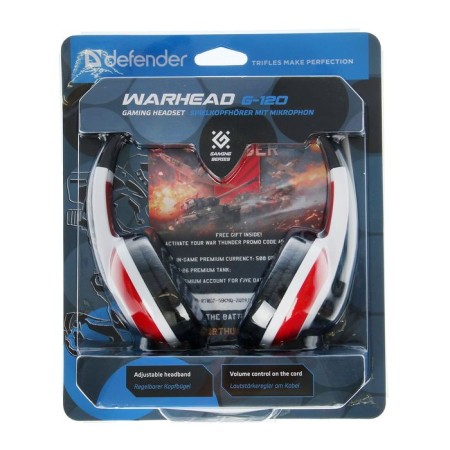Headphones Defender Warhead G-120, game, full-size, microphone, 3.5mm, 2 m, black and red-6