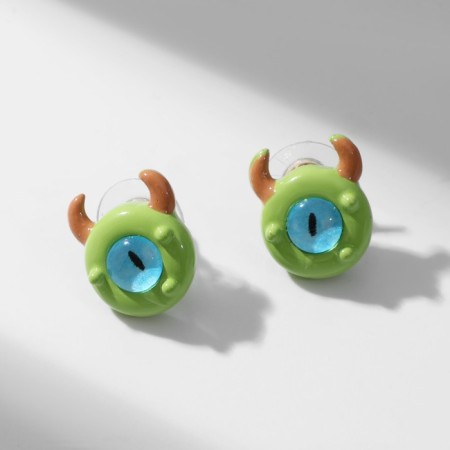 Earms with enamel "Monster" with horns, green color
