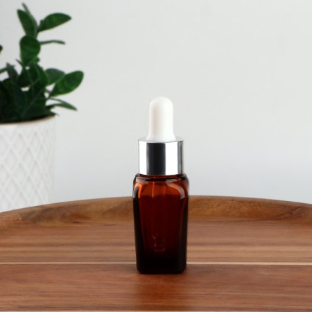 A glass bottle for storage with a pipette, 10 ml, brown/white color-1