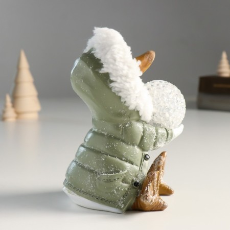 Souvenir Polystone Light "Goose in a fur coat with a hood with a snowball" 10x10x14 cm-3