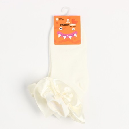 Children's socks with a satin bow, sandy color, size 18-20-4