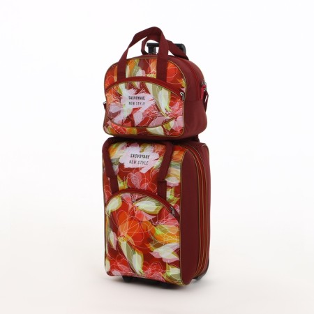 Small 37 l (s) suitcase with a Sacvoyage bag, lightning department, external pocket, extension, burgundy color