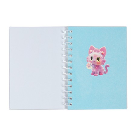 Notebook Gift Book on the comb 80l, line, color block, PVC Cat cover 3D (17.6x13.5cm) 105-4