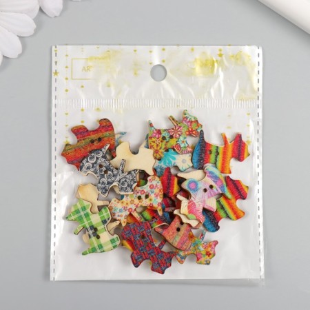 Buttons wood for creativity 2 punctures "terrier" set of 20 pcs 2.8x2 cm-3