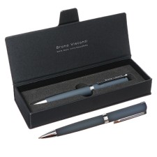 SHOULD OF SHARICAL, 1.0 mm, BrunovisConti milano, blue rod, metal case Soft Touch Gray, in an eco -leather case
