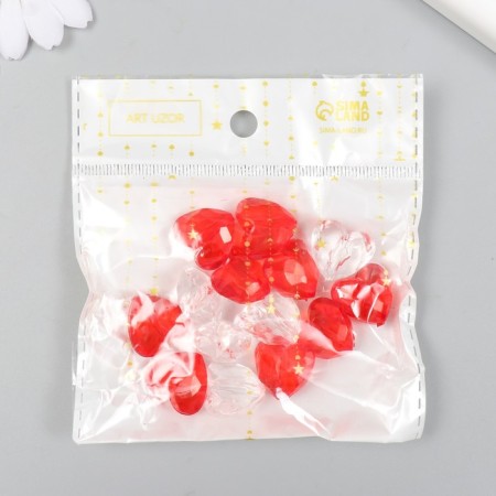 Beads for creativity plastic "Heart with faces" Transparent set 20 grams 0.9x1.6x1.8 cm-3