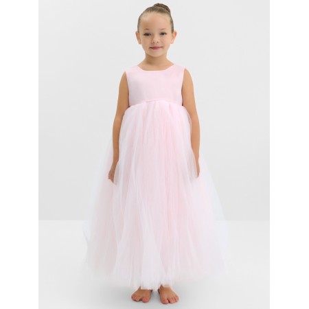 Dress children's elegant kaftan growth 130, dusty pink-11