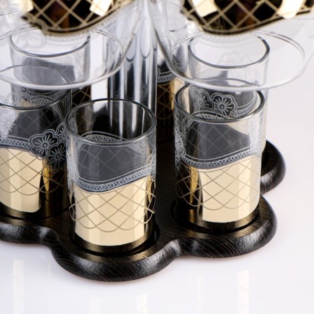 Mini-bar "Golden net flowers" Bar stand, 6 fuherok/ 6 stacks-1
