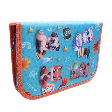 Penal 3 sections, tab inside, 140 x 210 x 40 mm, fabric, calligrata top block "animals"-2