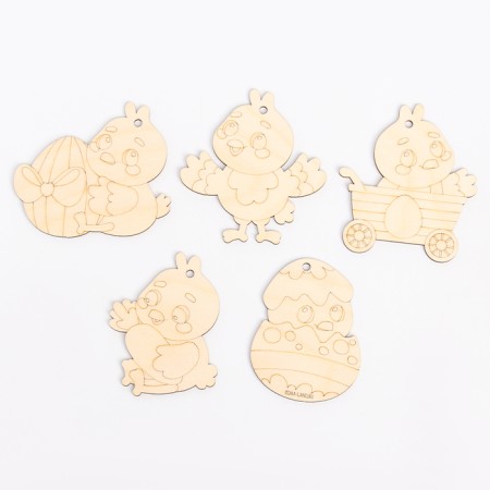 Harvesting for creativity. Wood painting "Easter: Chickens", 5 pcs-1