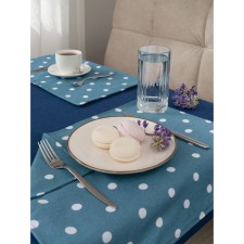 Kit kitchen tablecloth, Blue Polka Dot stands, size 110x140 cm, 35x45 cm - 4 pcs, peas, blue