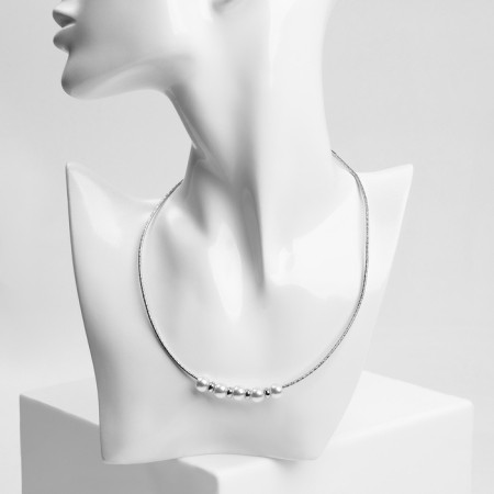 The necklace "pearls" environment, white color in silver, 40 cm-2