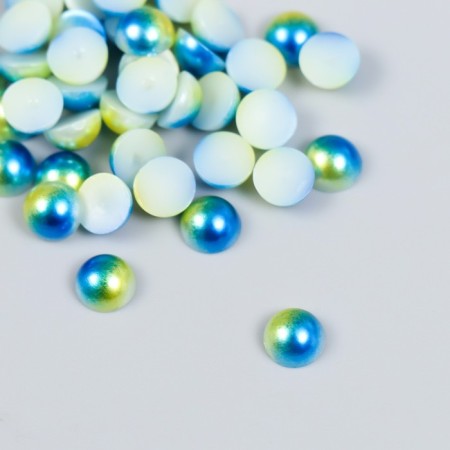 Decor "Semiobusins ​​and rhinestones. Gradient blue-gold" d = 6 mm 10g 200 pcs 5x2.5 cm mix-2