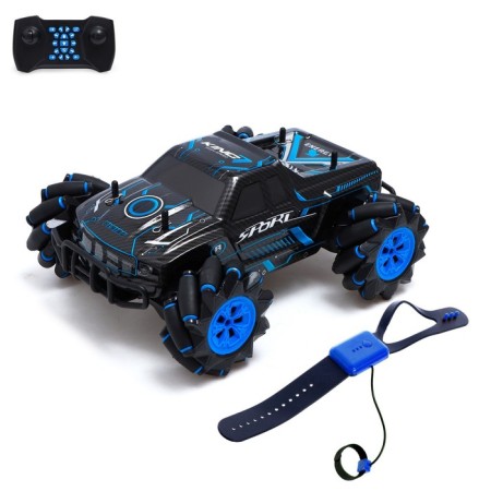Radio -controlled jeep "Pickup", 4WD, gesture control, operates from the battery, the color is blue