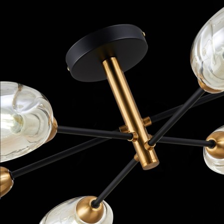 Ceiling EVOLUCE lamp. Sle155502-06. Gloa. 6x40 watts, E14, 68x68x22 cm, black color, brass-9