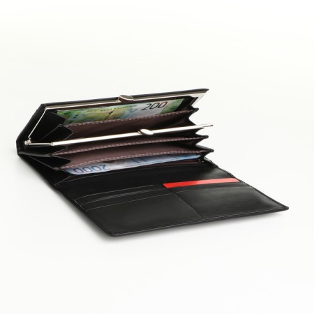 Women's wallet on magnets, black color-3