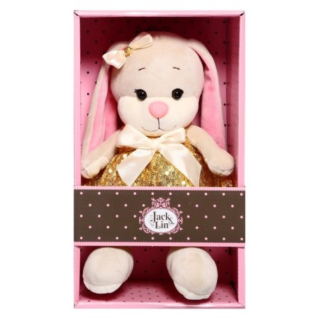 Soft toy "Bunny Lin in a gold dress with sequins", 20 cm-2