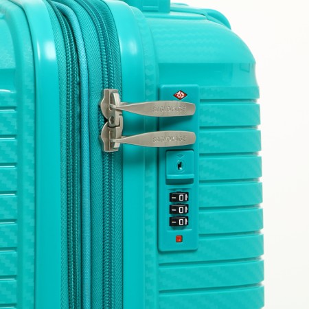 Small suitcase 20 "On a zipper, code lock, 4 wheels, turquoise color-3