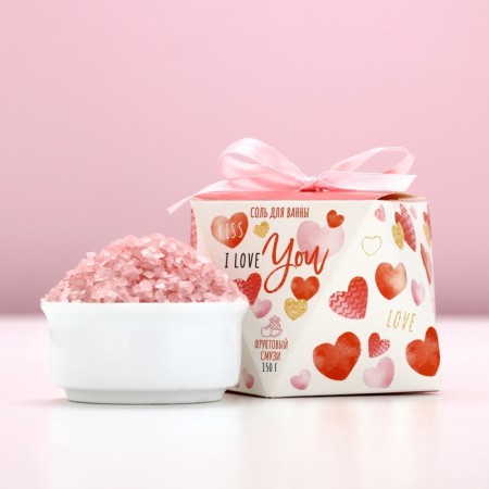 Bath salt Pure happiness I love you, 150 g, aroma of fruit smoothie