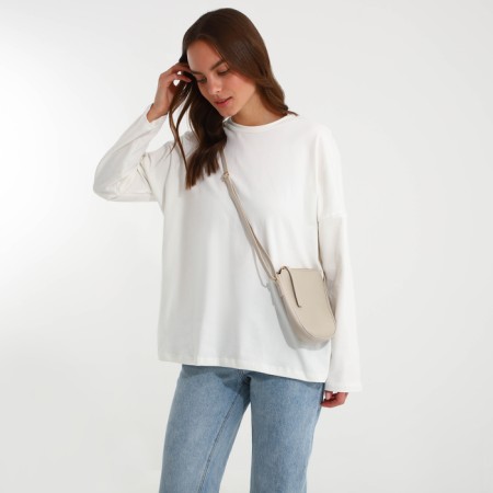 Bag Women's Cross-Bodi with a zipper, beige color-5