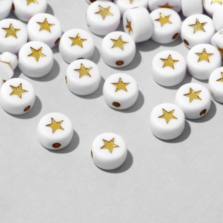 Acrylic bead "Star", 7 × 4 mm, set 10 g, white-golden color-1