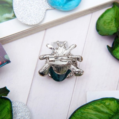 Brooch "God's Laying" mini, turquoise color in silver-1