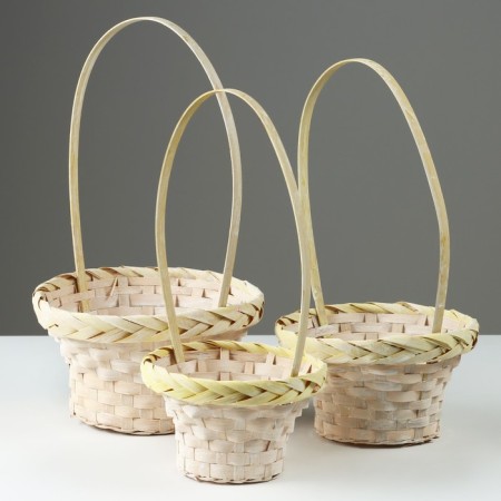 A set of wicker baskets, D16x10/31 cm, d19x11x33 cm, d21x12x35 cm, 3 pcs, yellow, bamboo