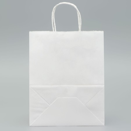 Craft package without printing, white, round handle 22 x 12 x 28 cm-1